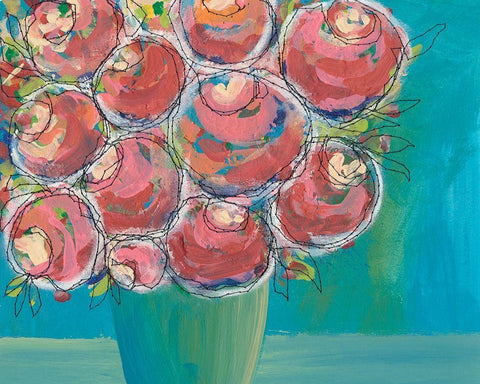 Candy Flowers II White Modern Wood Framed Art Print with Double Matting by Moore, Regina