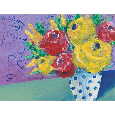 Fearless Floral I Gold Ornate Wood Framed Art Print with Double Matting by Moore, Regina