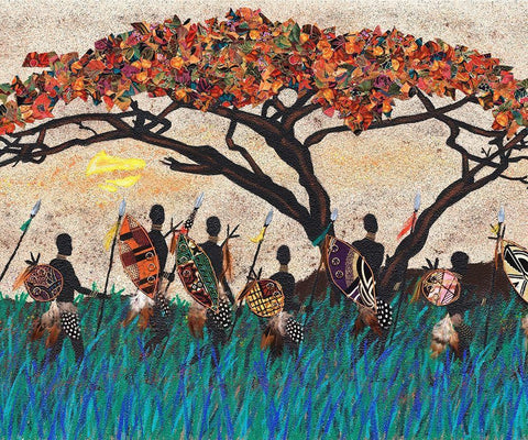 Planes of Africa III White Modern Wood Framed Art Print with Double Matting by Saunders, Alonzo