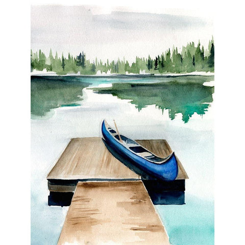 Lake Views I Black Modern Wood Framed Art Print with Double Matting by Parker, Jennifer Paxton