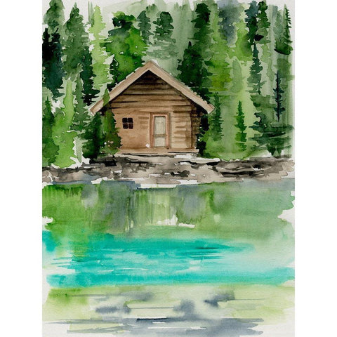 Lake Views II Black Modern Wood Framed Art Print with Double Matting by Parker, Jennifer Paxton