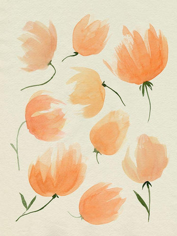 Fallen Flowers II White Modern Wood Framed Art Print with Double Matting by Popp, Grace