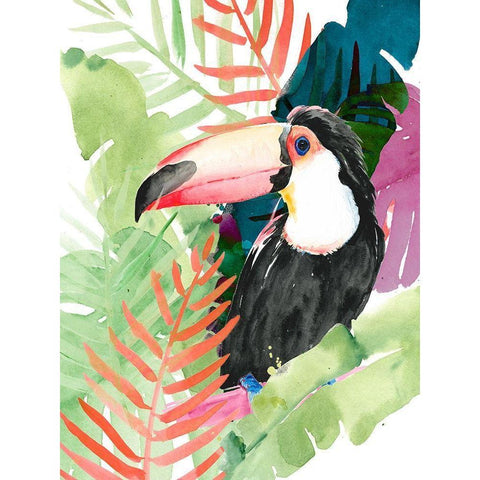 Toucan Palms I White Modern Wood Framed Art Print by Parker, Jennifer Paxton