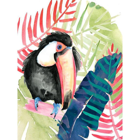 Toucan Palms II White Modern Wood Framed Art Print by Parker, Jennifer Paxton