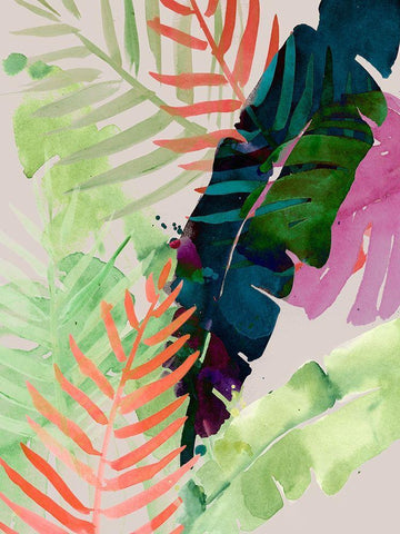 Electric Palms II White Modern Wood Framed Art Print with Double Matting by Parker, Jennifer Paxton