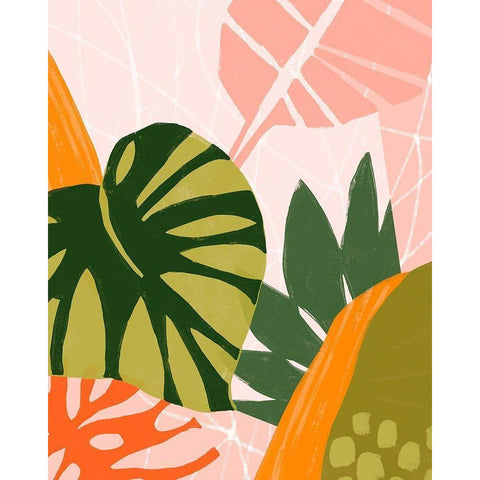 Jungle Collage I White Modern Wood Framed Art Print by Vess, June Erica