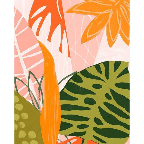 Jungle Collage II Black Modern Wood Framed Art Print by Vess, June Erica