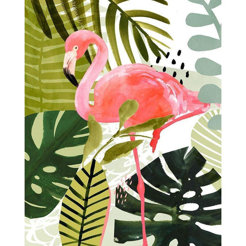 Flamingo Forest I Gold Ornate Wood Framed Art Print with Double Matting by Borges, Victoria