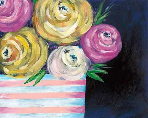 Cotton Candy Floral II White Modern Wood Framed Art Print with Double Matting by Moore, Regina