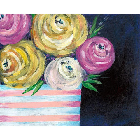 Cotton Candy Floral II Black Modern Wood Framed Art Print with Double Matting by Moore, Regina
