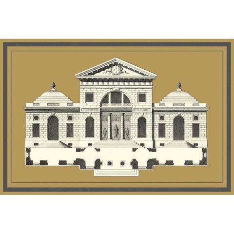 Grand Facade II Gold Ornate Wood Framed Art Print with Double Matting by Deneufforge