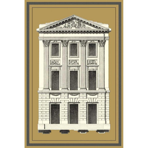 Grand Facade III Gold Ornate Wood Framed Art Print with Double Matting by Deneufforge