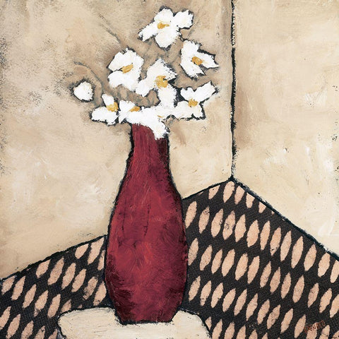 Retro Red Vase Black Modern Wood Framed Art Print by Bagnato, Judi