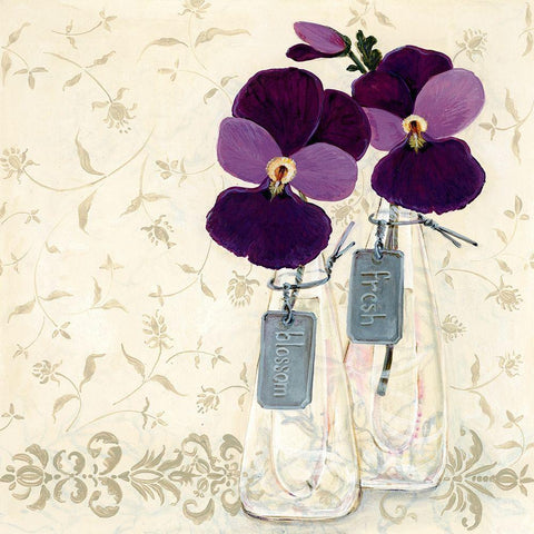 Inspired Purple Black Ornate Wood Framed Art Print with Double Matting by Boem, O.