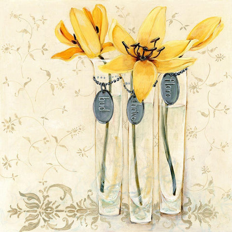 Inspired Yellow White Modern Wood Framed Art Print with Double Matting by Boem, O.