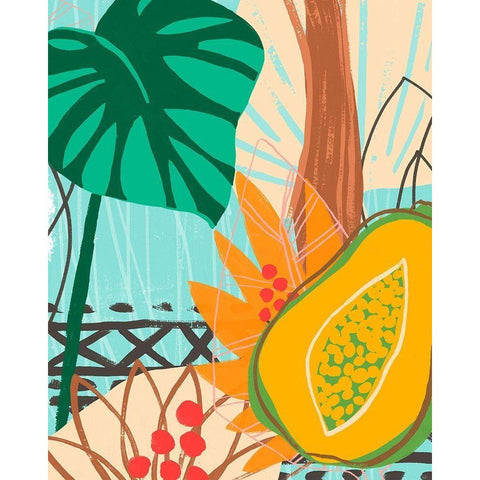 Graphic Jungle I Gold Ornate Wood Framed Art Print with Double Matting by Vess, June Erica