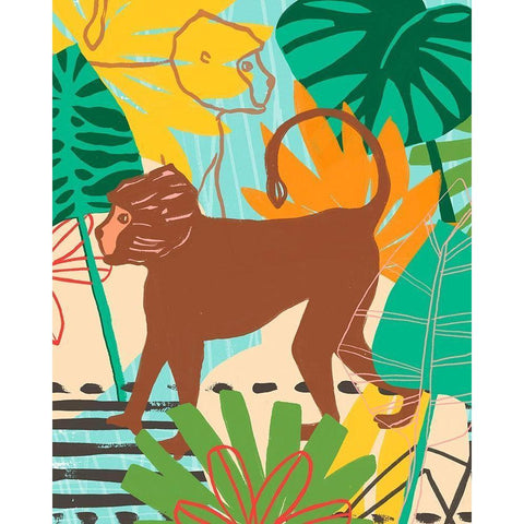 Graphic Jungle III Black Modern Wood Framed Art Print with Double Matting by Vess, June Erica