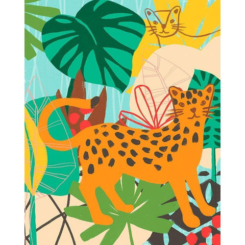 Graphic Jungle IV Black Modern Wood Framed Art Print with Double Matting by Vess, June Erica