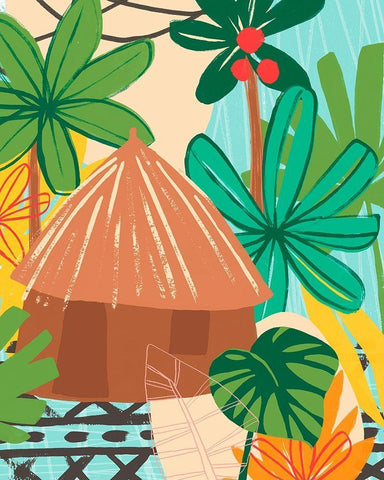 Graphic Jungle V White Modern Wood Framed Art Print with Double Matting by Vess, June Erica