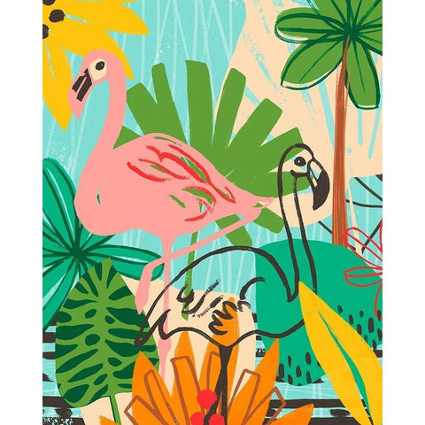 Graphic Jungle VI Black Modern Wood Framed Art Print with Double Matting by Vess, June Erica