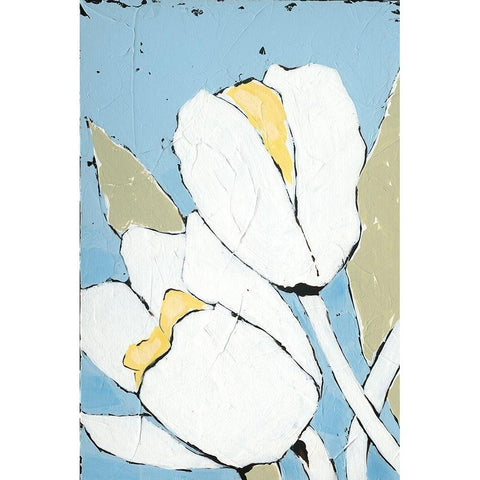 White Tulip Triptych I Black Modern Wood Framed Art Print by Reynolds, Jade