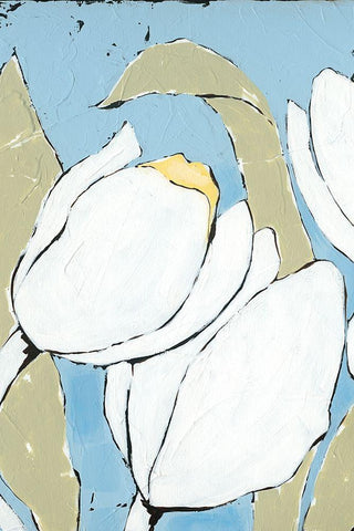White Tulip Triptych II White Modern Wood Framed Art Print with Double Matting by Reynolds, Jade