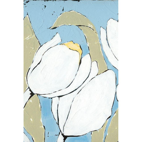 White Tulip Triptych II Black Modern Wood Framed Art Print with Double Matting by Reynolds, Jade