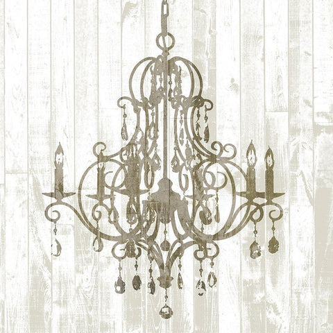 Shiplap Chandelier II Black Ornate Wood Framed Art Print with Double Matting by Goldberger, Jennifer