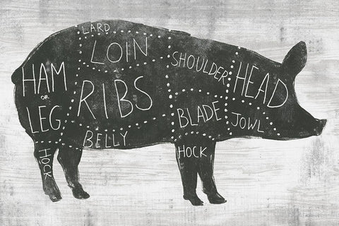 Farmhouse Butcher I White Modern Wood Framed Art Print with Double Matting by Vess, June Erica