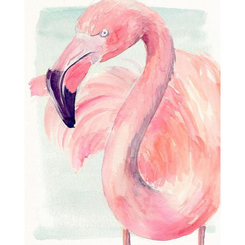 Pastel Flamingo I Black Modern Wood Framed Art Print with Double Matting by Parker, Jennifer Paxton