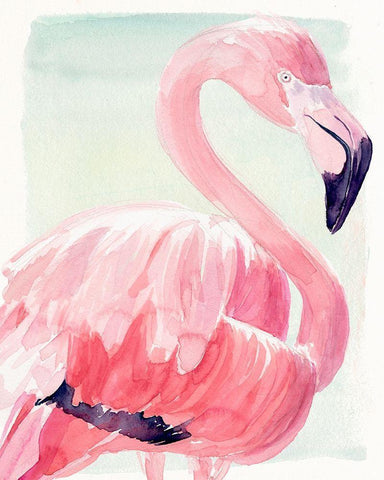 Pastel Flamingo II Black Ornate Wood Framed Art Print with Double Matting by Parker, Jennifer Paxton