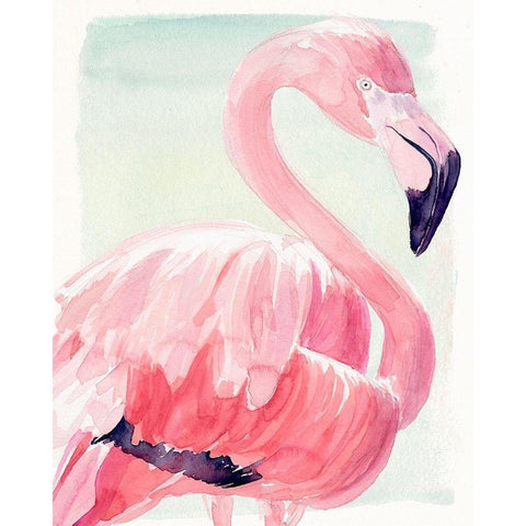 Pastel Flamingo II Black Modern Wood Framed Art Print with Double Matting by Parker, Jennifer Paxton