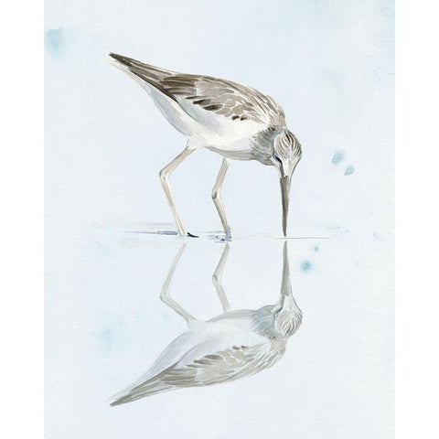 Sandpiper Reflections I White Modern Wood Framed Art Print by Parker, Jennifer Paxton