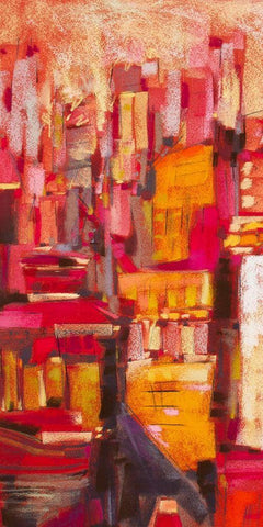 Pink City Sunrise I White Modern Wood Framed Art Print with Double Matting by Gardner, Jennifer