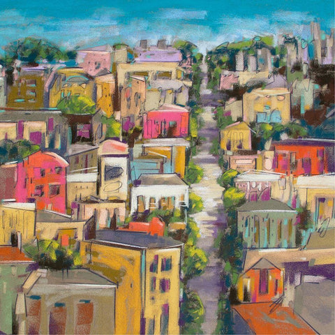 City Color II Black Ornate Wood Framed Art Print with Double Matting by Gardner, Jennifer