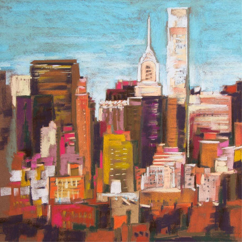 City Color III Black Ornate Wood Framed Art Print with Double Matting by Gardner, Jennifer