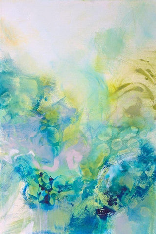 Turquoise Flow I White Modern Wood Framed Art Print with Double Matting by Gardner, Jennifer