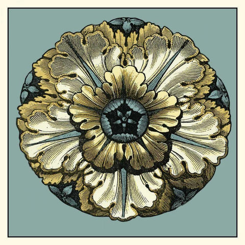 Floral Medallion V White Modern Wood Framed Art Print with Double Matting by Vision Studio