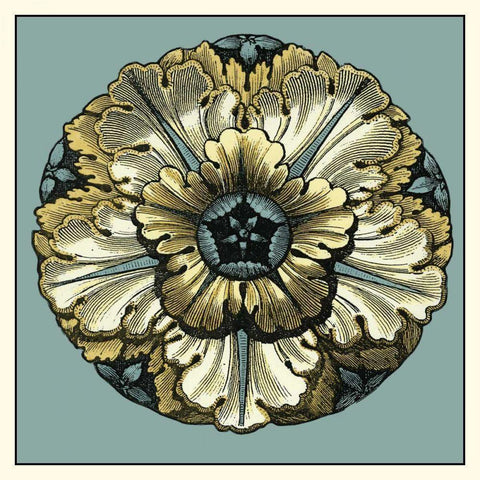 Floral Medallion V Black Modern Wood Framed Art Print by Vision Studio