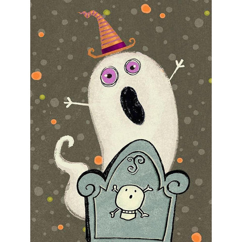 Happy Haunting III Gold Ornate Wood Framed Art Print with Double Matting by Eisner, Viv