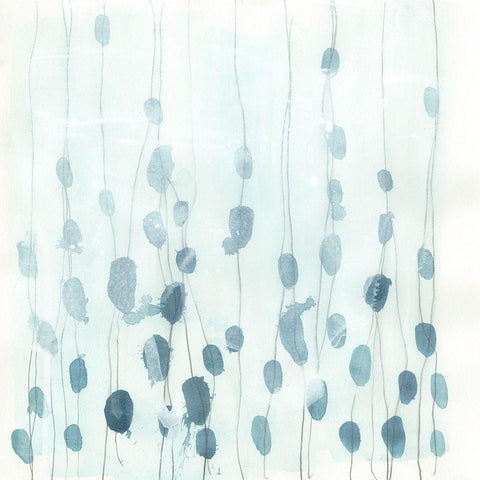 Indigo Threads III White Modern Wood Framed Art Print by Vess, June Erica