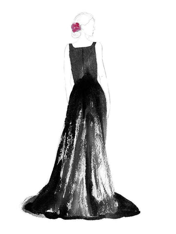 Black Dress I Black Ornate Wood Framed Art Print with Double Matting by Ludwig, Alicia