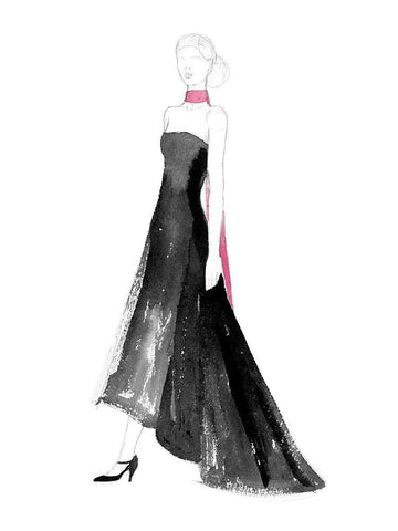 Black Dress II White Modern Wood Framed Art Print with Double Matting by Ludwig, Alicia