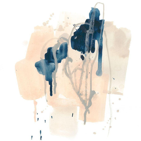 Azurite II White Modern Wood Framed Art Print by Vess, June Erica