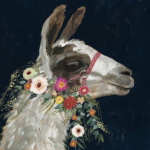 Lovely Llama I Black Modern Wood Framed Art Print with Double Matting by Borges, Victoria