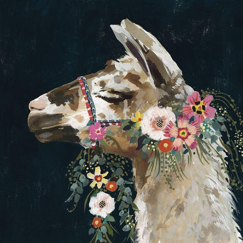 Lovely Llama II Gold Ornate Wood Framed Art Print with Double Matting by Borges, Victoria