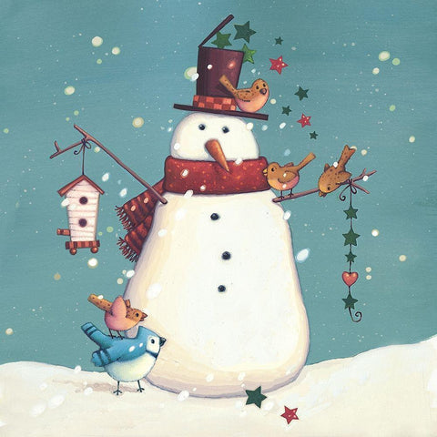 Folk Snowman I White Modern Wood Framed Art Print with Double Matting by Eisner, Viv