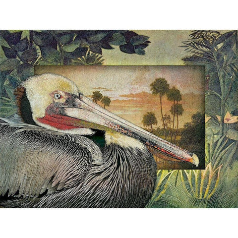 Pelican Paradise I Black Modern Wood Framed Art Print by Hunziker, Steve