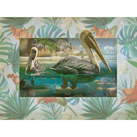 Pelican Paradise V Black Modern Wood Framed Art Print by Hunziker, Steve