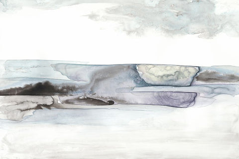 Organic Seascape Blue II White Modern Wood Framed Art Print with Double Matting by Bramma, Lila